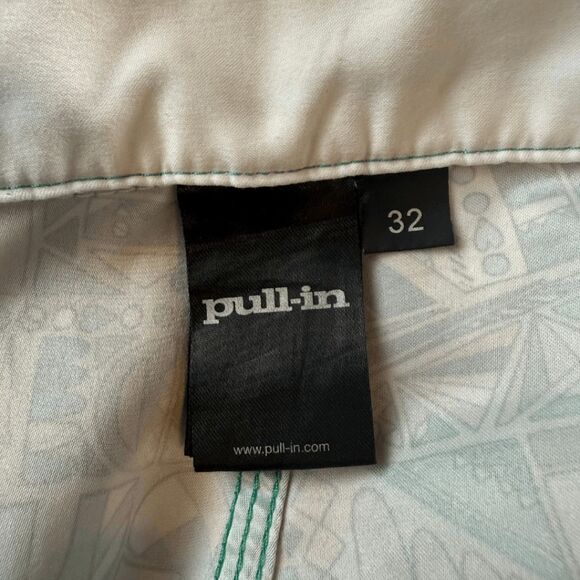 PullIn Men's Geometric Print Stretch Drawstring Swim Trunks Green Size 32 - Picture 3 of 9